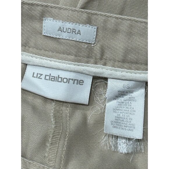 Liz Claiborne Audra Womens Beige Cotton Blend Pants Size 8 Short - Picture 5 of 8
